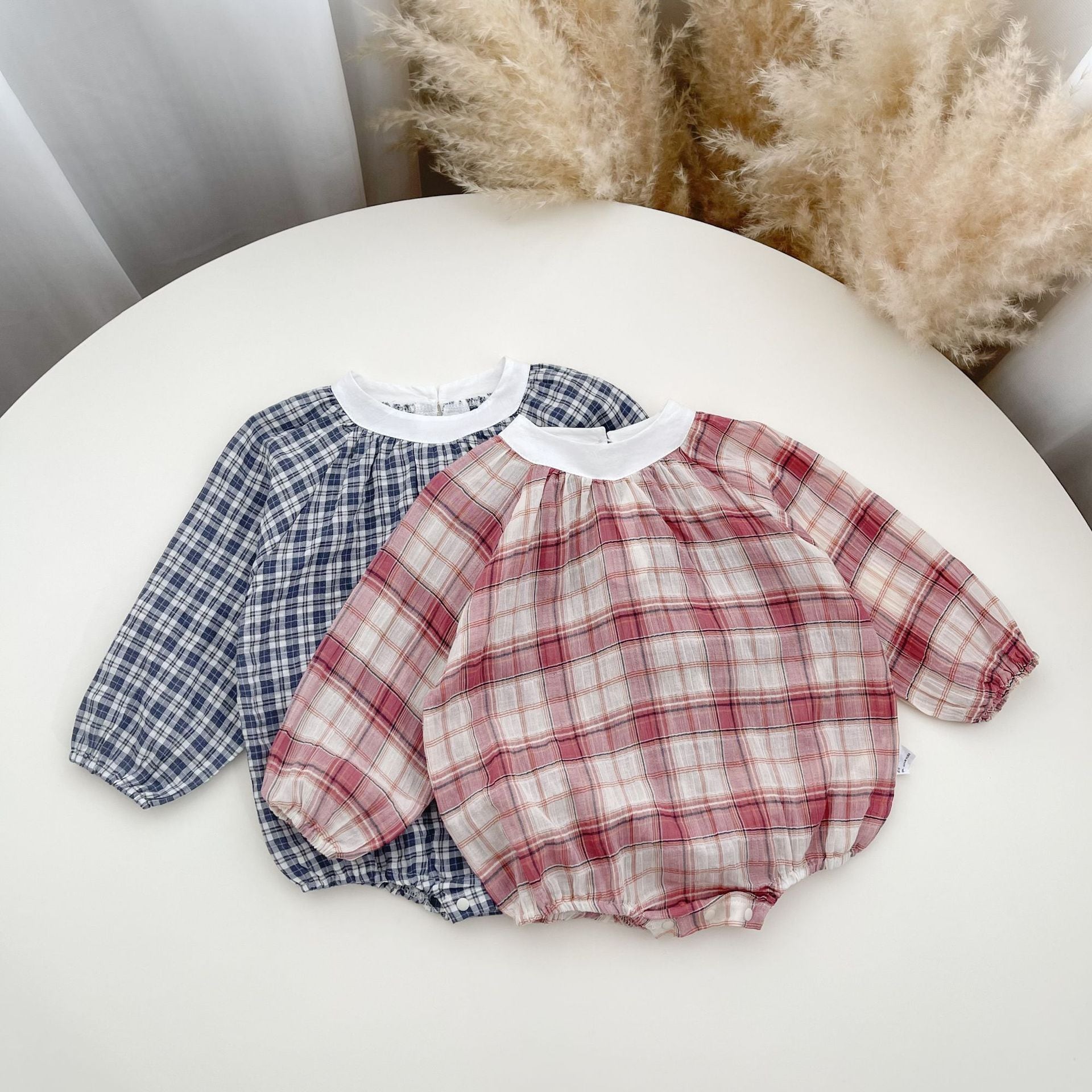 【BABY】秋新作 チェック柄ロンパース