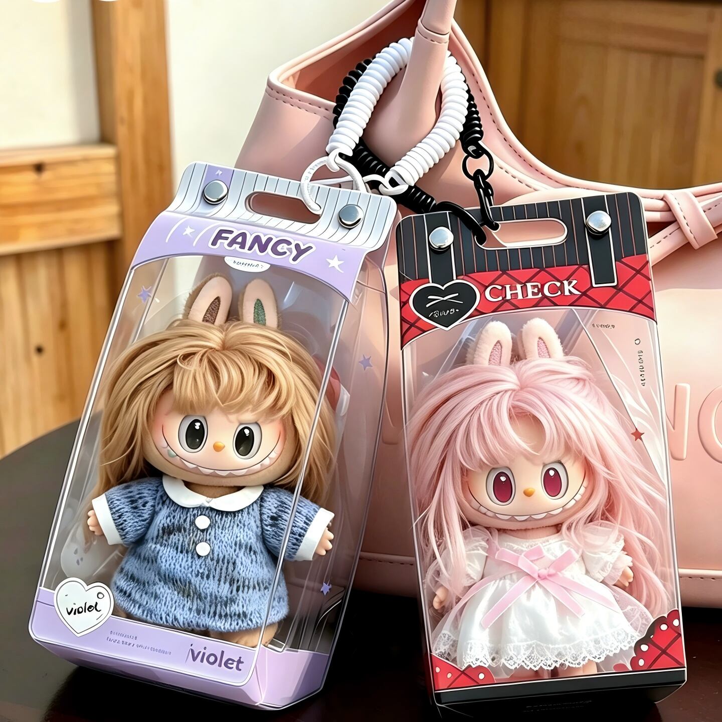 【土日値下げ】みるくちゃんが可愛い♡ぬいぐるみケース 20cm以下ぬいぐるみ用 透明 PVC保護ケース かわいいプリント 痛バッグ
