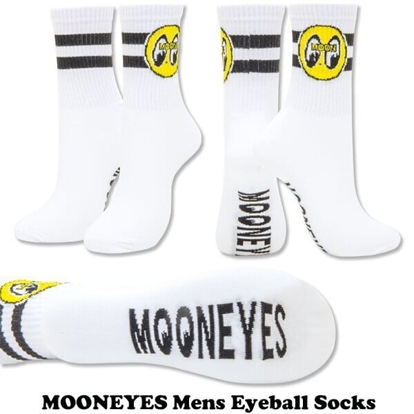 ♧【 MOON / MOONEYES ムーン アイズ 】MOONEYES Mens Eyeball Socks / ムーン アイボールクルーソックス / ホットロッド〚アメリカン雑貨 アメトイ〛