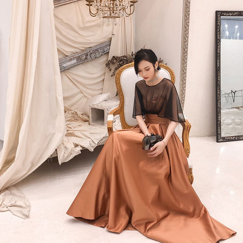 ブラウン パーティードレス Mサイズ 未使用 ☆秋のSALE10％OFF☆S・M・Lサイズ1点限定即納☆人気商品 ブラウン