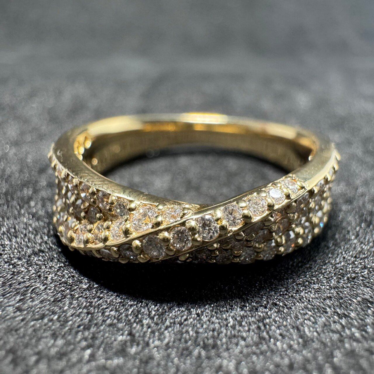 K18YG 0.75ct リボン パヴェ ダイヤモンドリング | カオキ | 日本最大