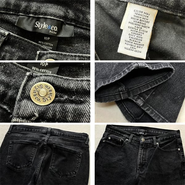 1点物◇Style & Coブラックジーンズ黒デニムパンツ古着LレディースXL