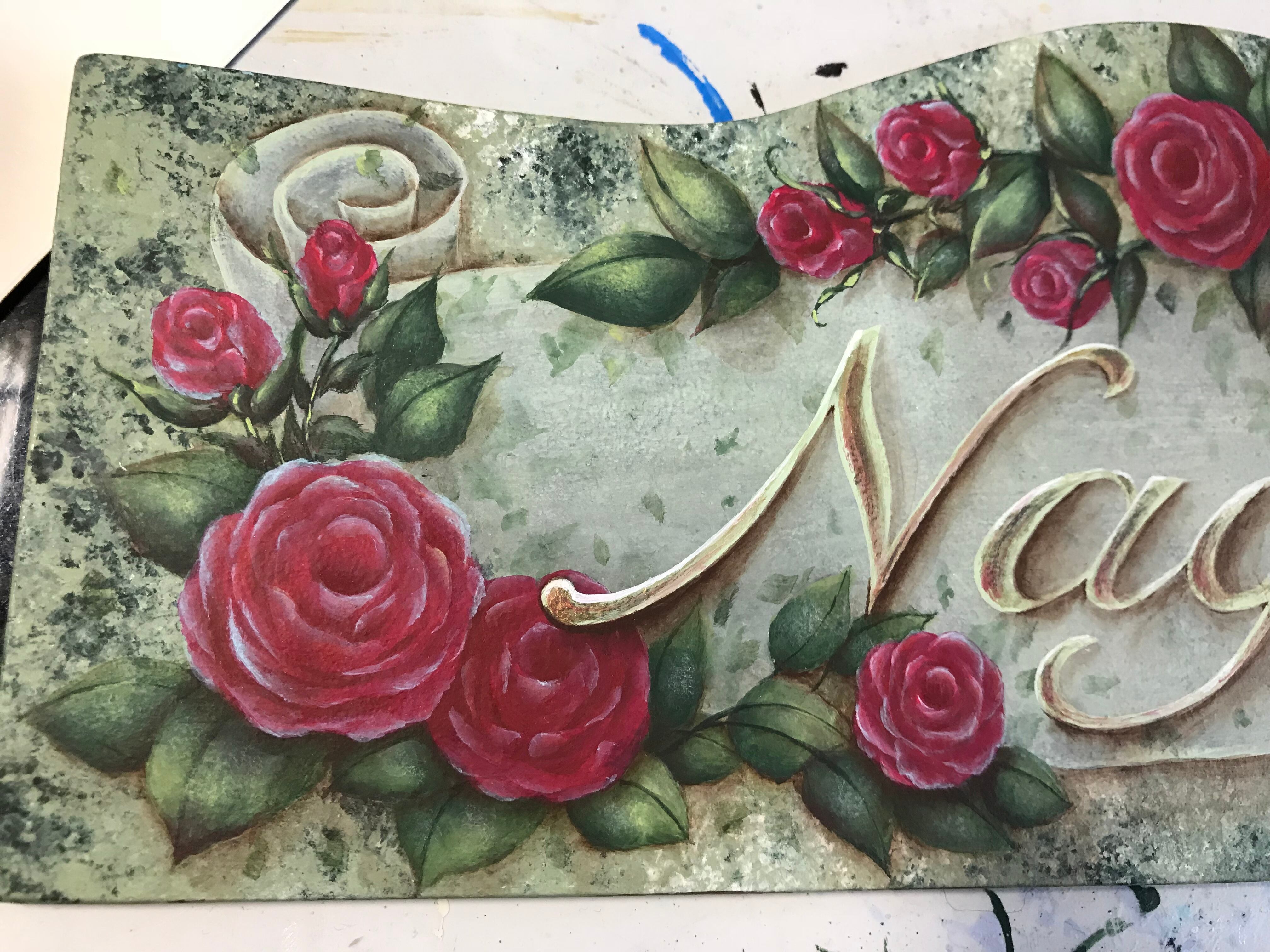 次月末発送 フルオーダー＊トールペイント手描きウエルカムボード