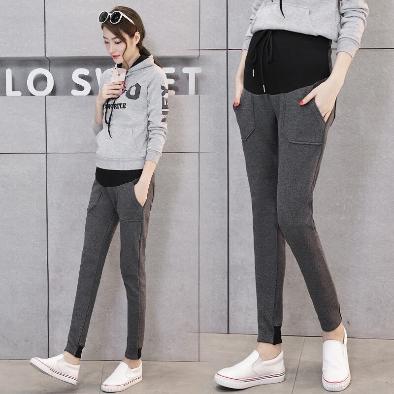 【新作】【送料無料】 妊娠中の女性のレギンス2019新しいバージョンのルーズスポーツレジャープラスカシミアの妊娠中の女性のパンツハイウエストキャロットパンツ-アリババ ハイウェスト expec175809166368