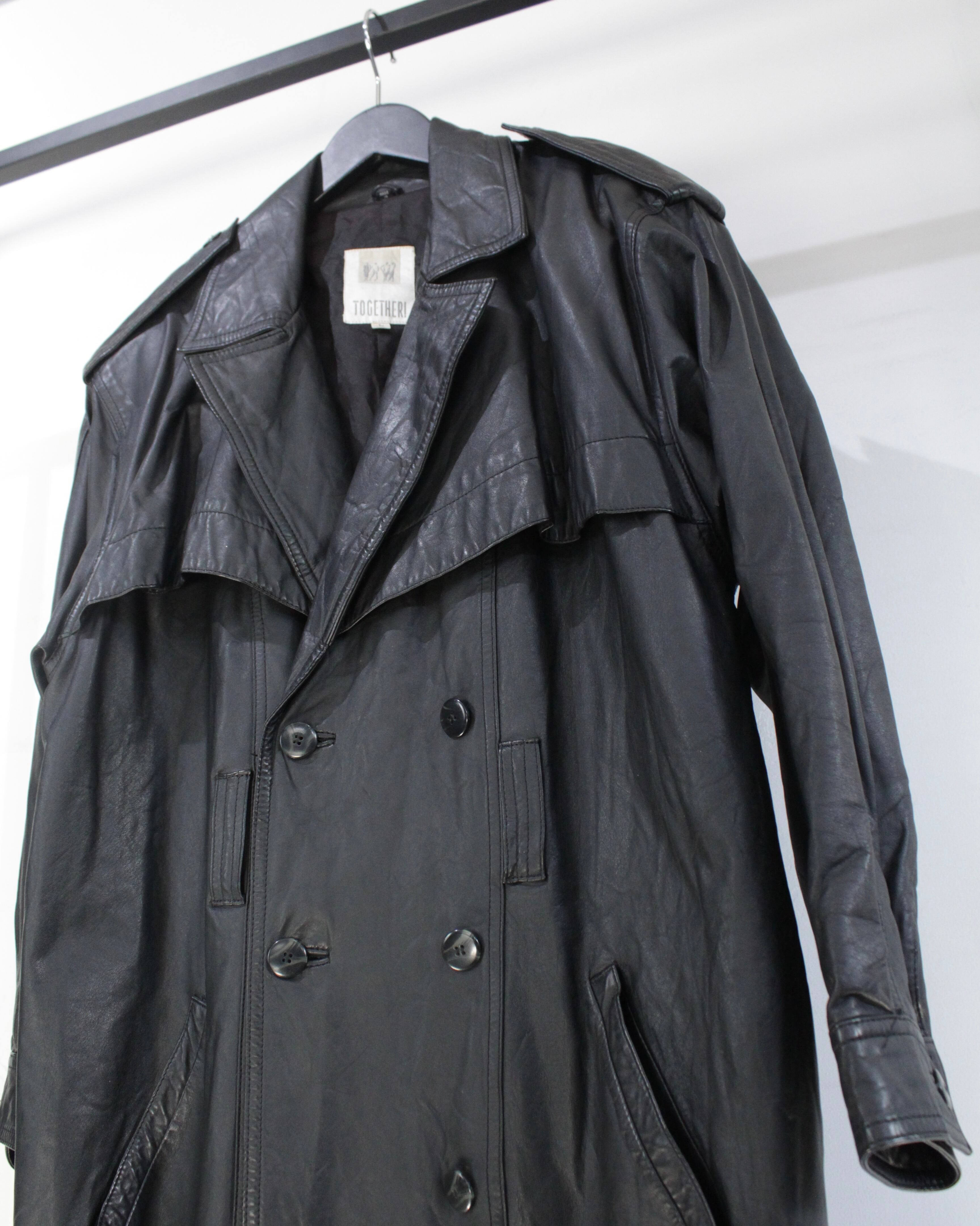 【下北沢Caka】ヴィンテージ　レザートレンチコート　ブラック 下北沢Caka】ヴィンテージレザートレンチコートブラック