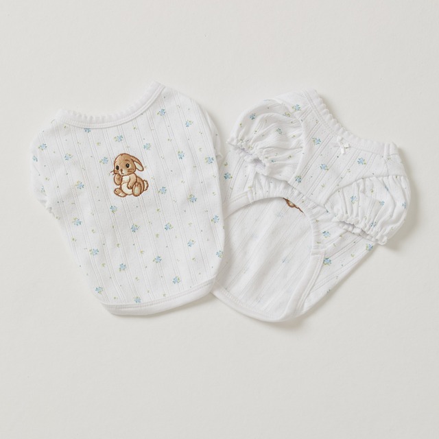 【予約】[thesallyslaw] Bunny puff shirts (Blue floral)