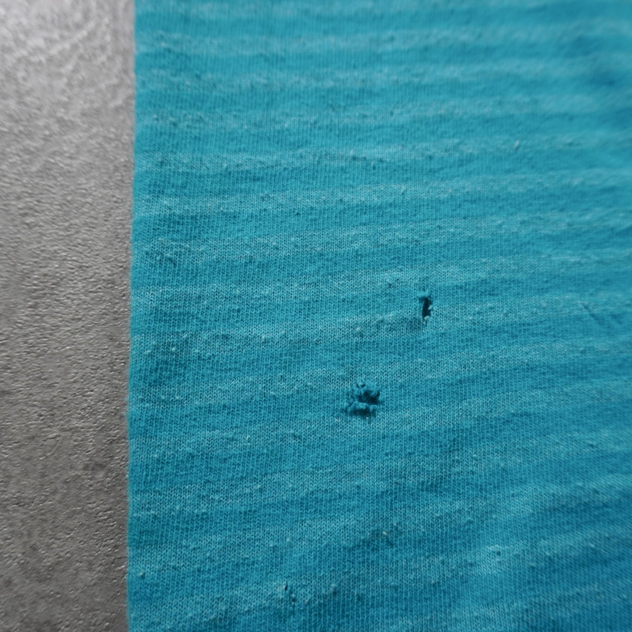 90s FRUIT OF THE LOOM Shadow Stripe TEE "made in USA" Teal L 古着 - 10