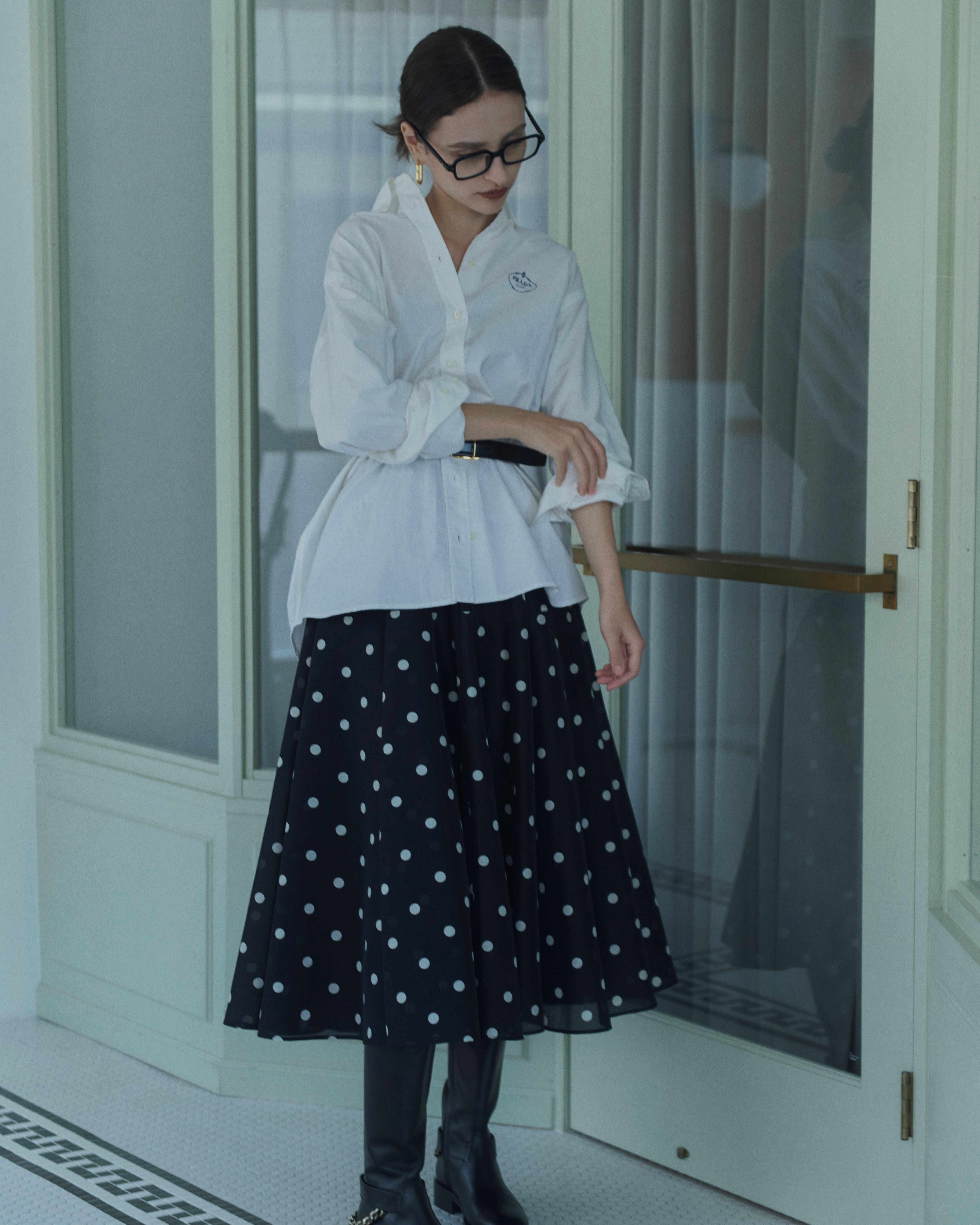 Dot volume flare skirt | Bluelea