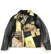 【rd09】再構築 レザー×着物ライダースジャケット LEATHER ×Kimono MIX RIDERS JACKET 【rd07】