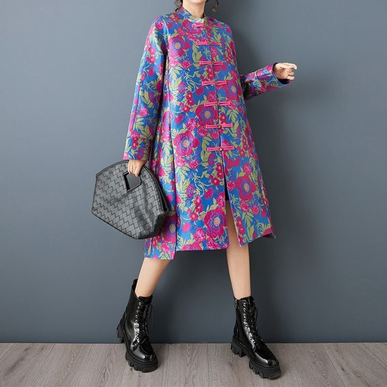 花柄 チャイナ風 コート  00385