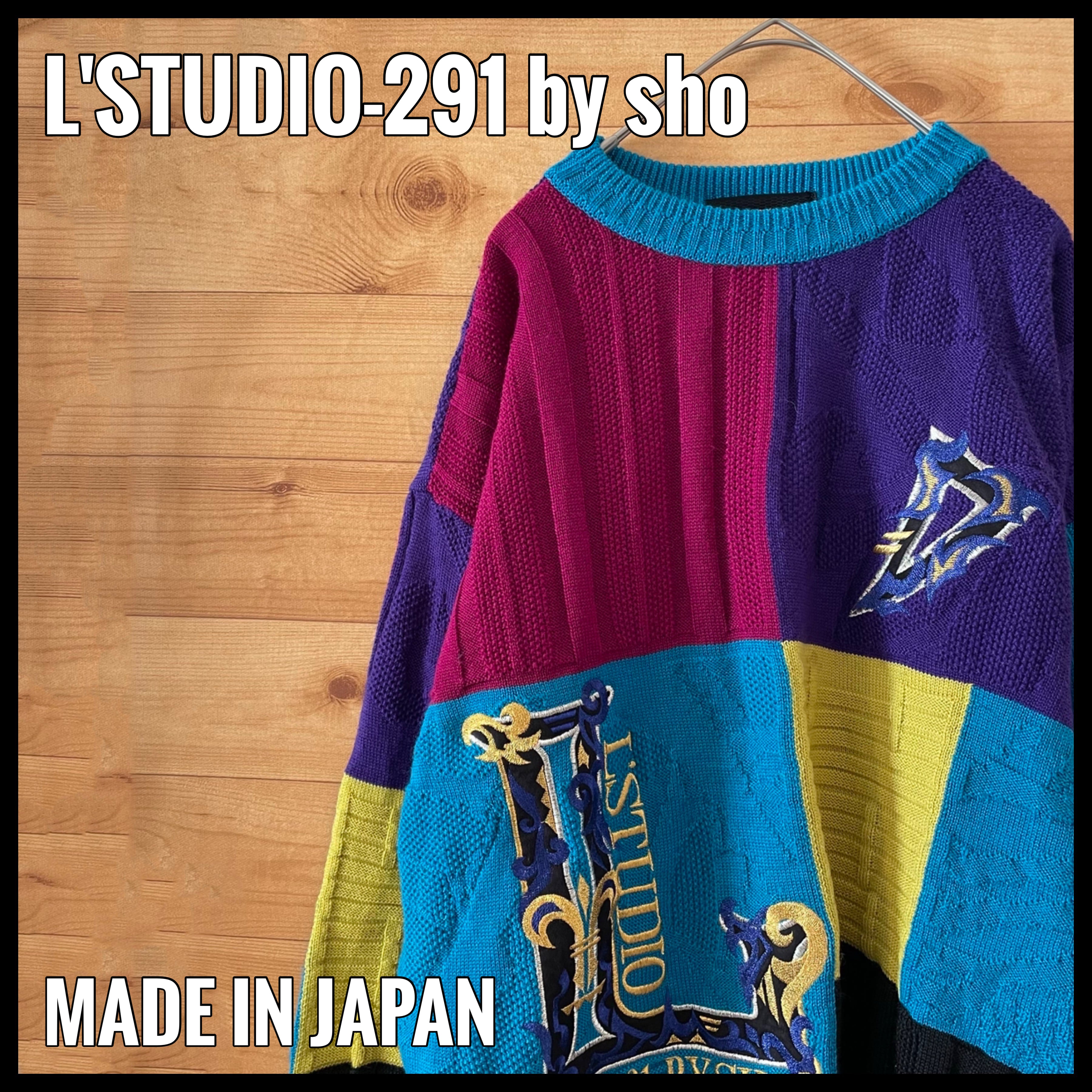 【L'STUDIO-291 by sho】日本製 柄ニット デザインニット 3Dニット 立体 セーター ウール マルチカラー 個性的 奇抜 レトロ  刺繍 クレイジーパターン たけしニット メンズL相当 古着 | 古着屋手ぶらがbest powered by BASE