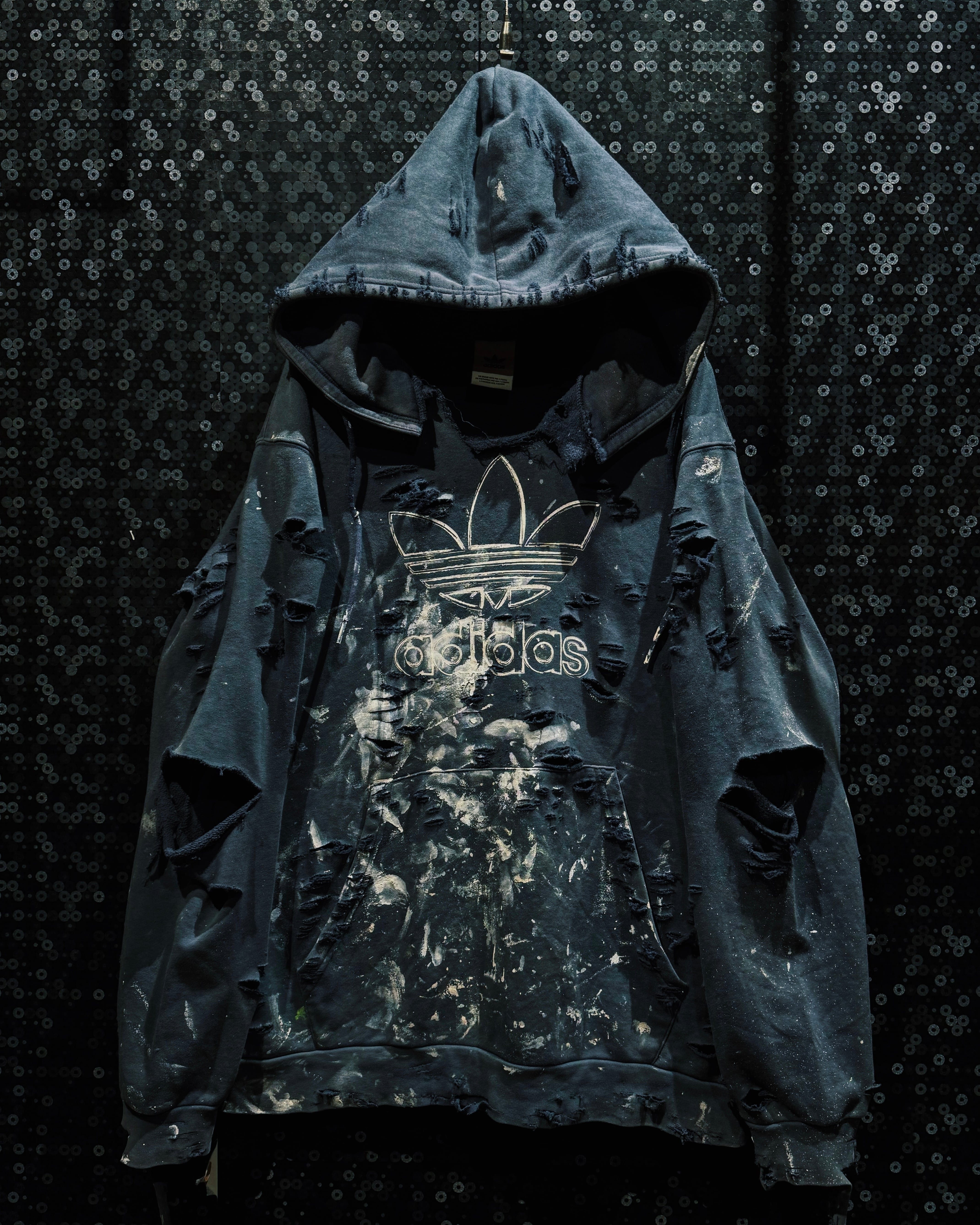 ÆIEM】original”boro”remake adidas paint crash trefoil hoodie | ayne