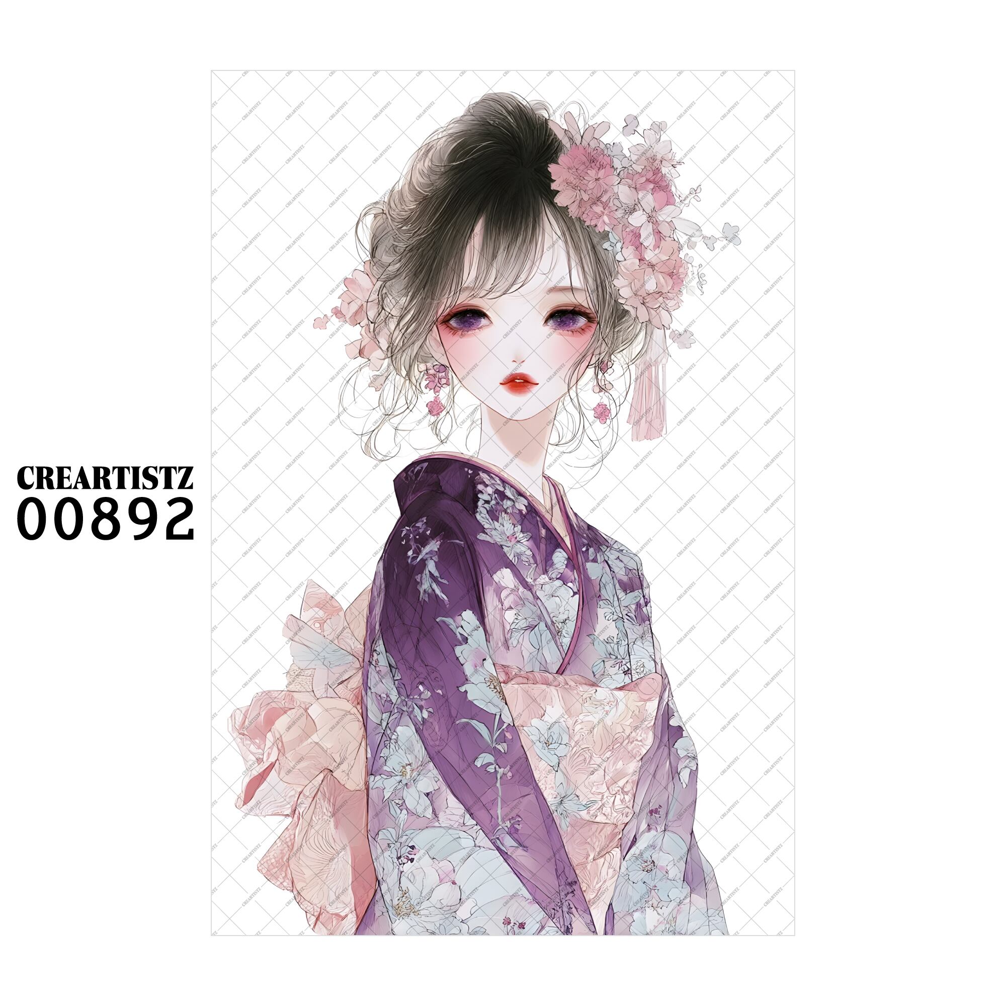 00892 ガール キュート オリジナル ペーパー/ステッカー 4枚セット CREARTISTZ