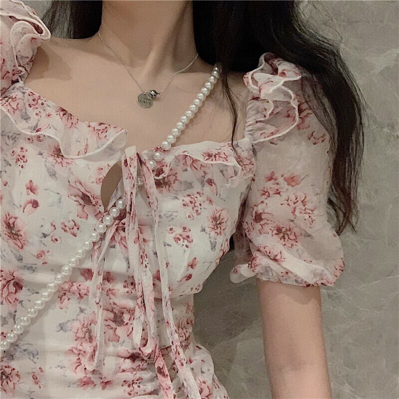 花柄ミニワンピース 赤 紫 1627 韓国レディースファッション通販tgy ティージーワイ