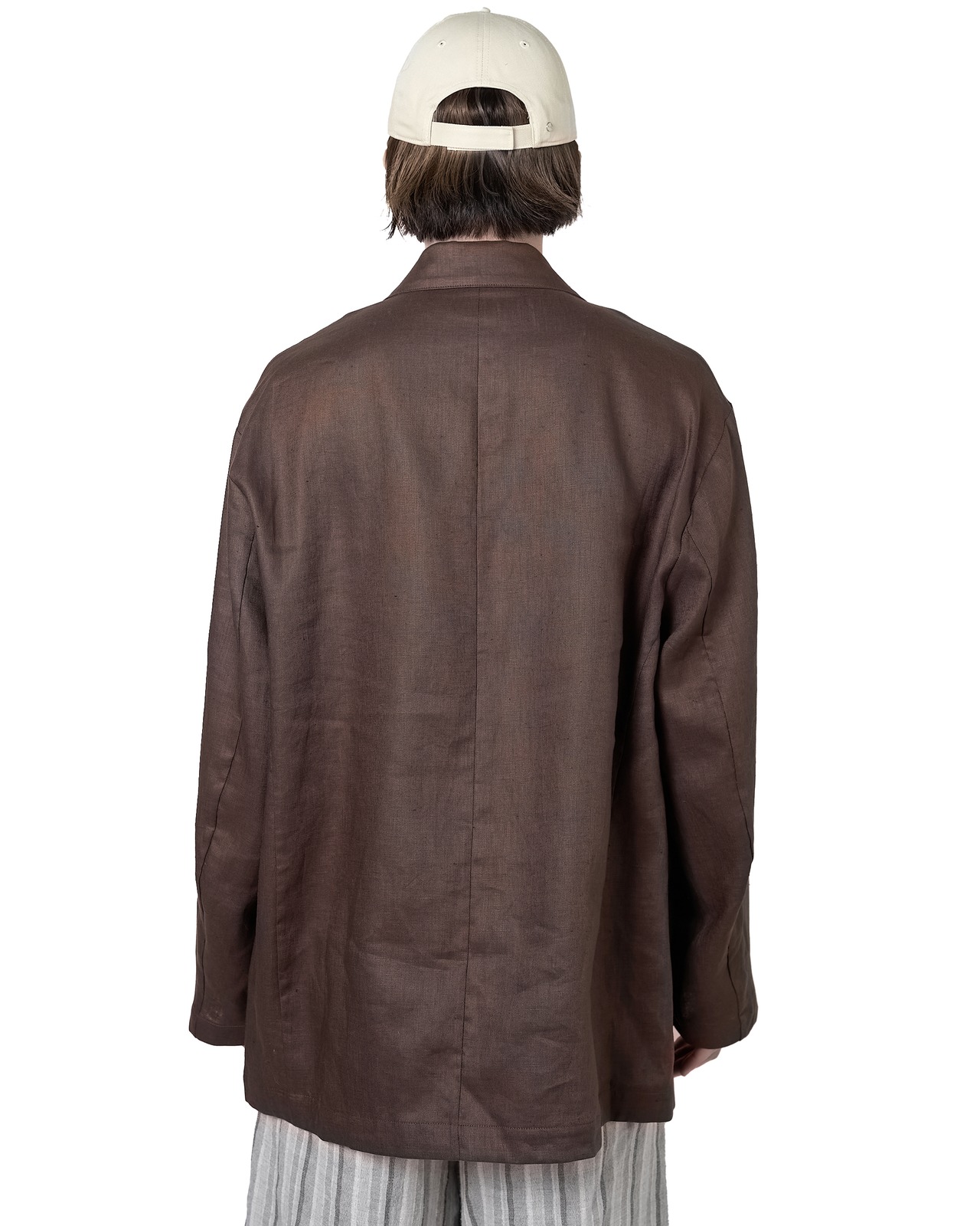 ssstein "LIGHT LINEN EASY SINGLE BREASTED JACKET〔BROWN〕"