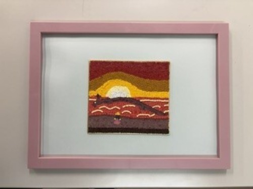 【レザーアート】夕日と竜