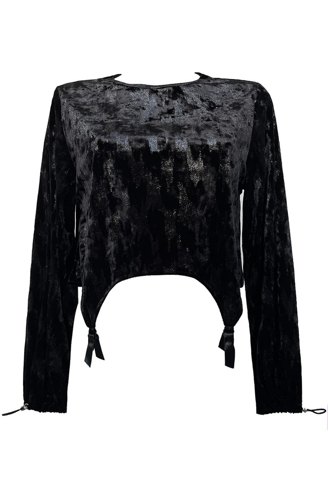 LIILIT VELVET CROP TOP - BLACK+SILVER