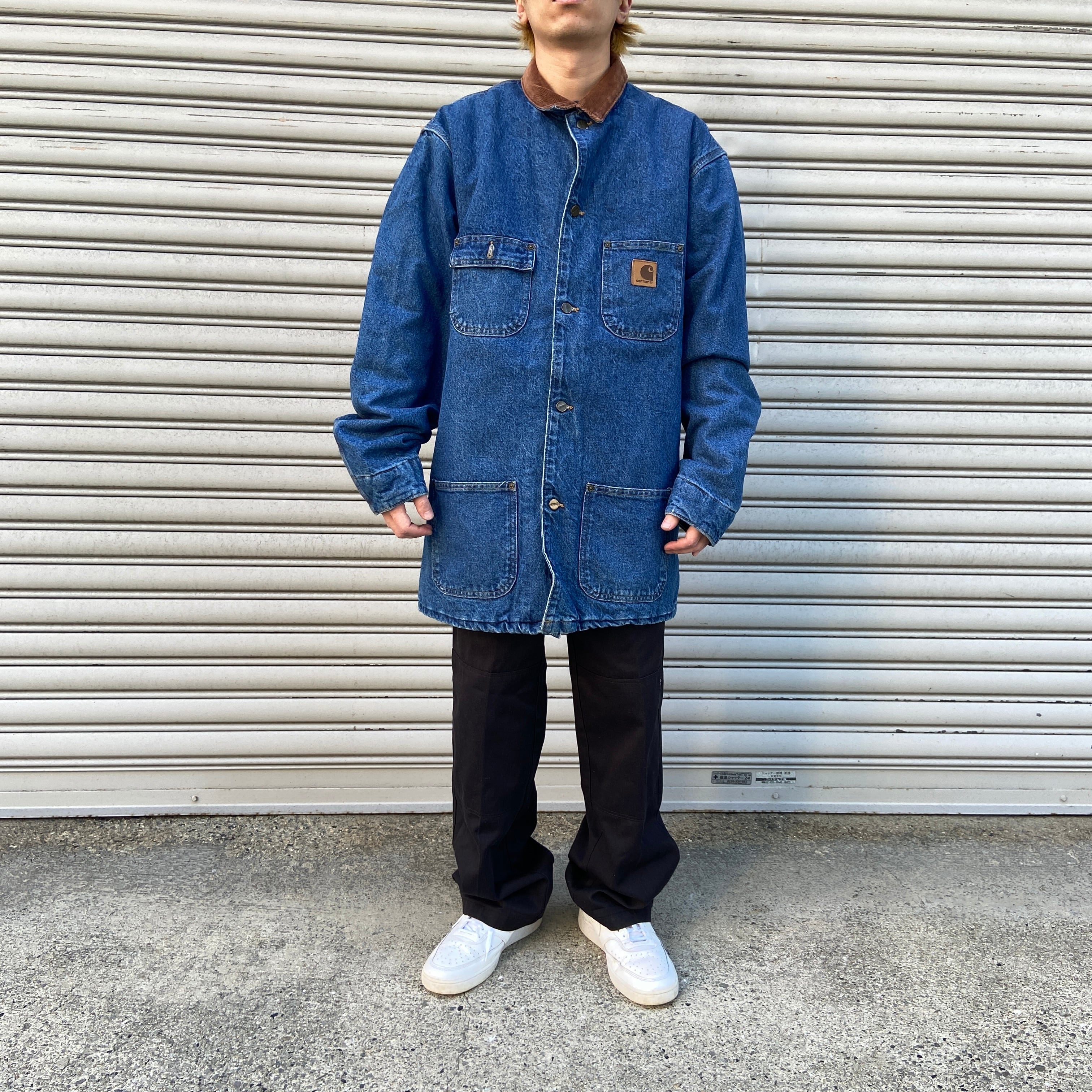 送料無料』90s Carhartt カーハート デニムカバーオール USA製 裏地 