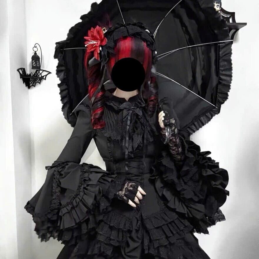 ロリータファッション ゴスロリ セットアップ ドレス 姫袖 蝶ネクタイ