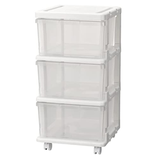 JEJアステージ(JEJ Astage) SEEDS(シーズ) スリムチェスト プラスチック 3段 キャスター付き クリア SIU-3-CL
