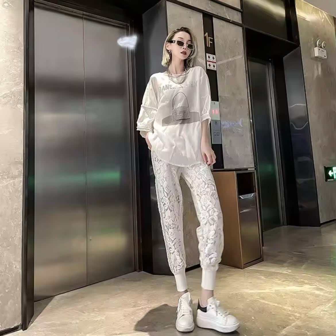 lace lady work pants