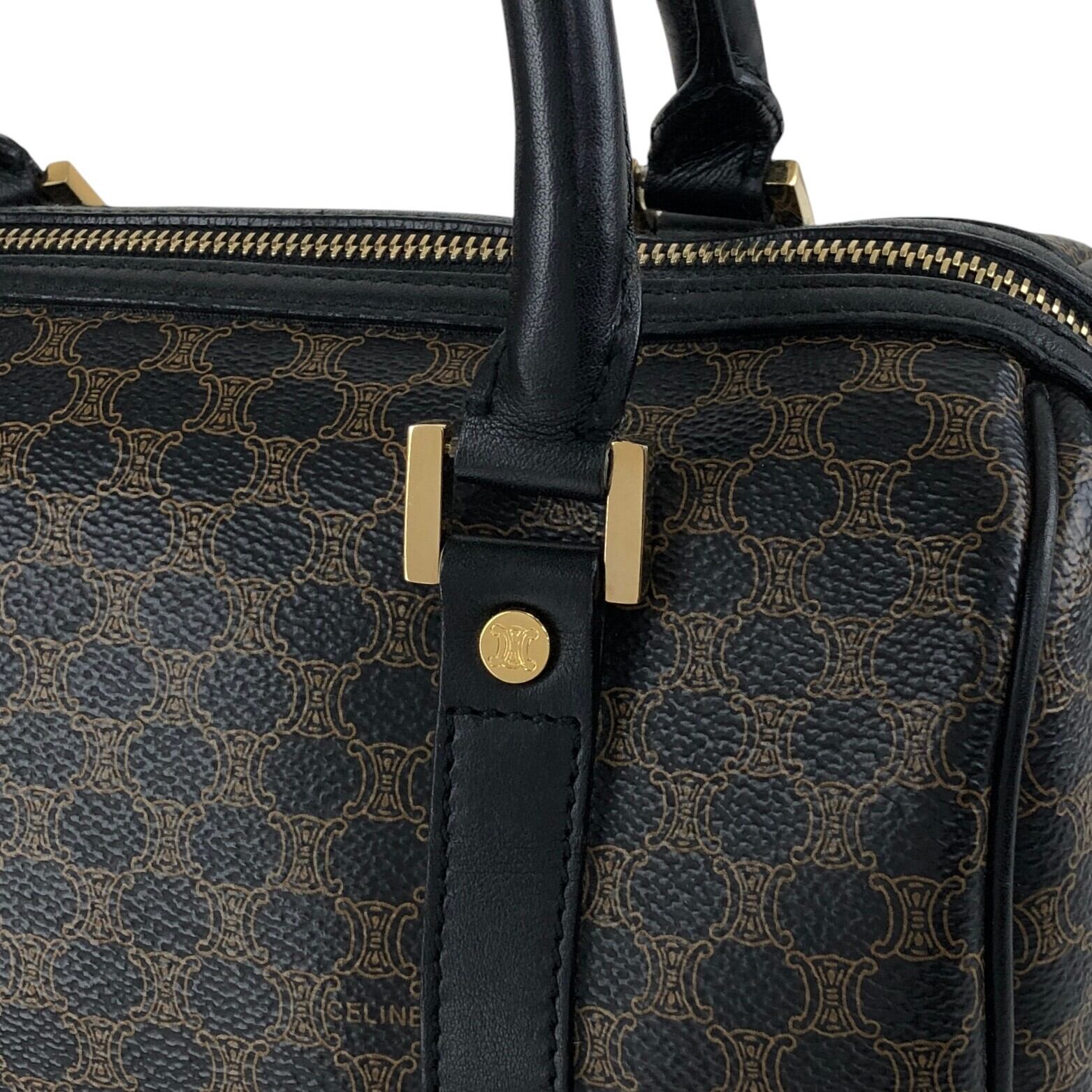 CELINE セリーヌ マカダム ハンドバッグ ブラック PVC レザー ミニ