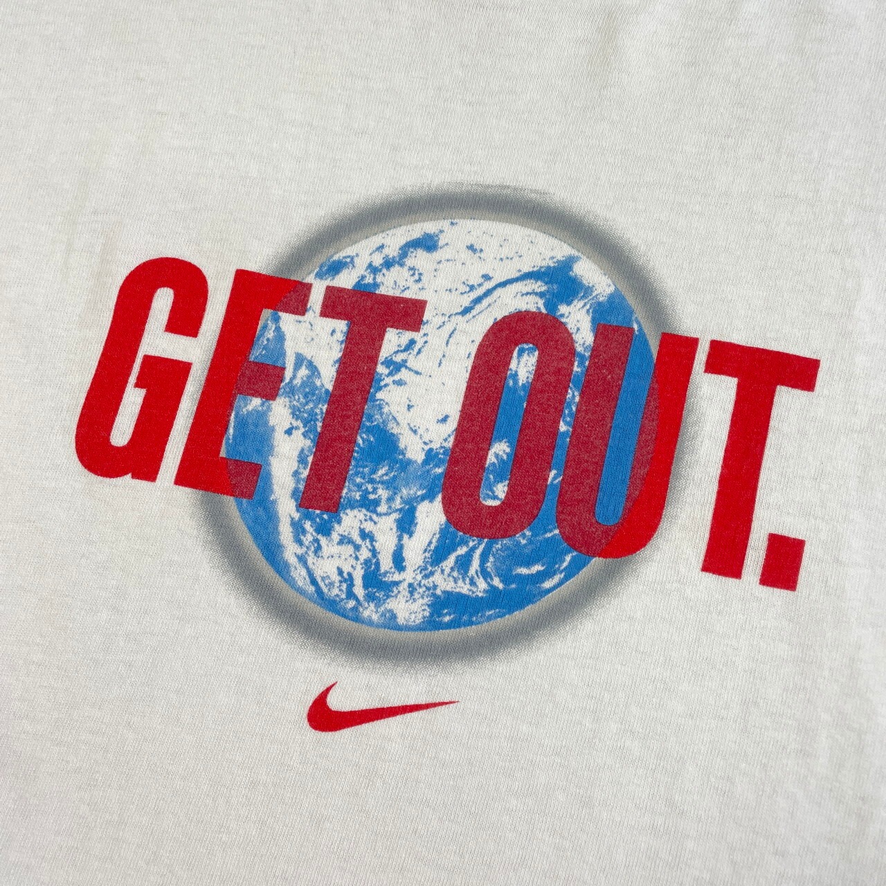 00年代 NIKE ナイキ ”GET OUT” 地球 プリント Tシャツ メンズL 古着 
