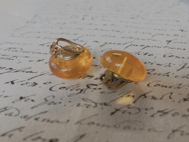 FRANCE vintage yellow candy earring