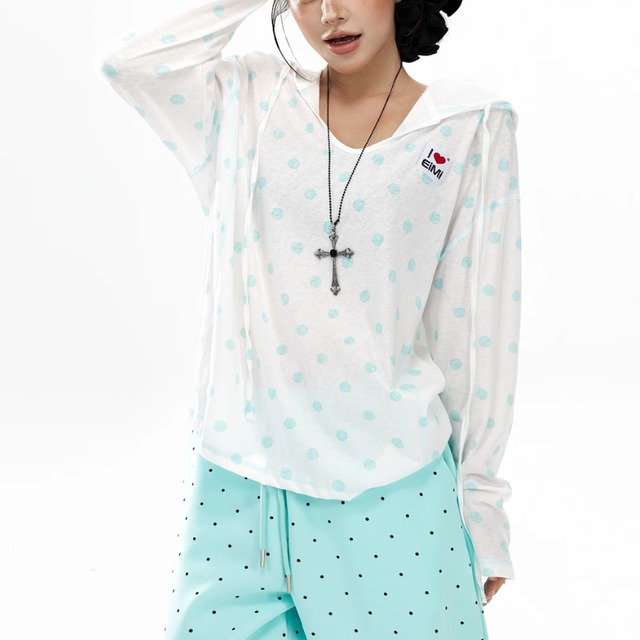 dot sheer hoodie　ドットシアーフーディー　J2123
