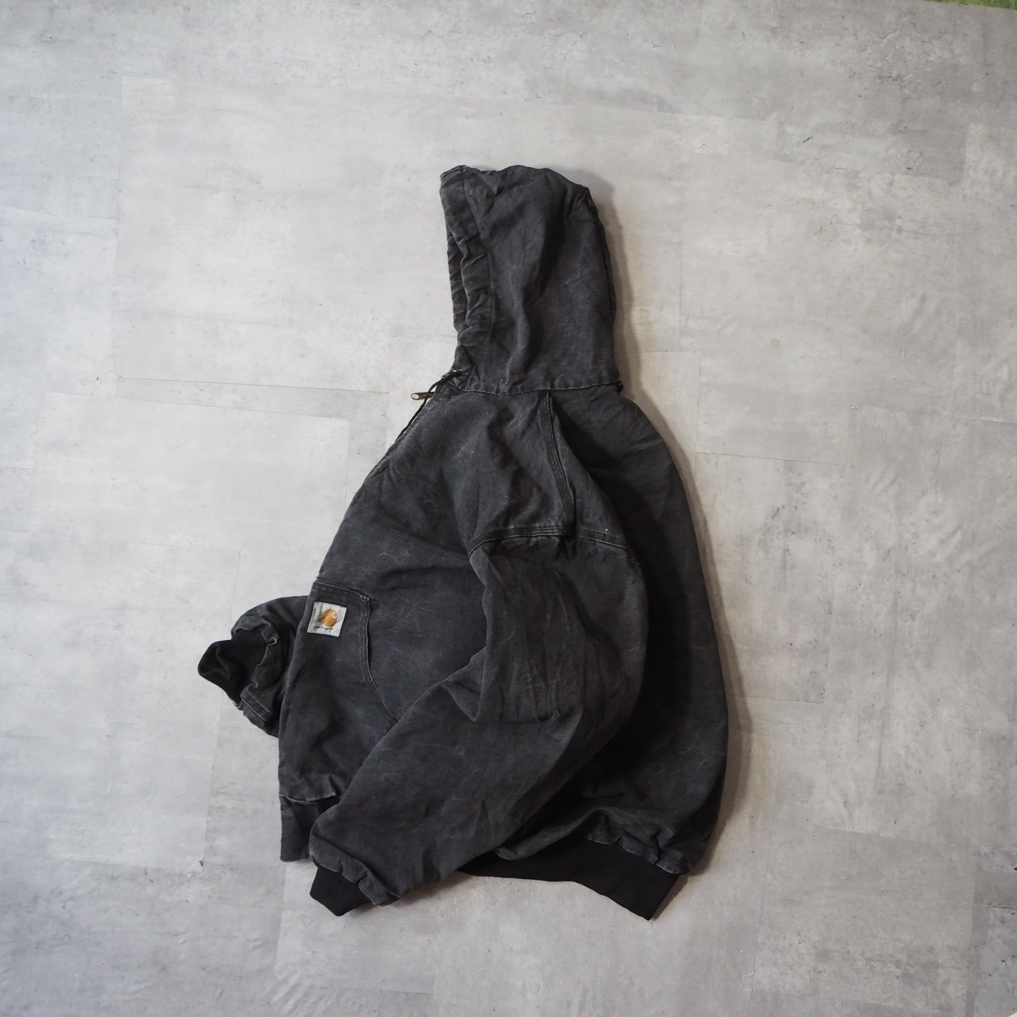 カーハート　アクティブジャケット　メキシコ製　90s スミクロ　企業ロゴ　黒