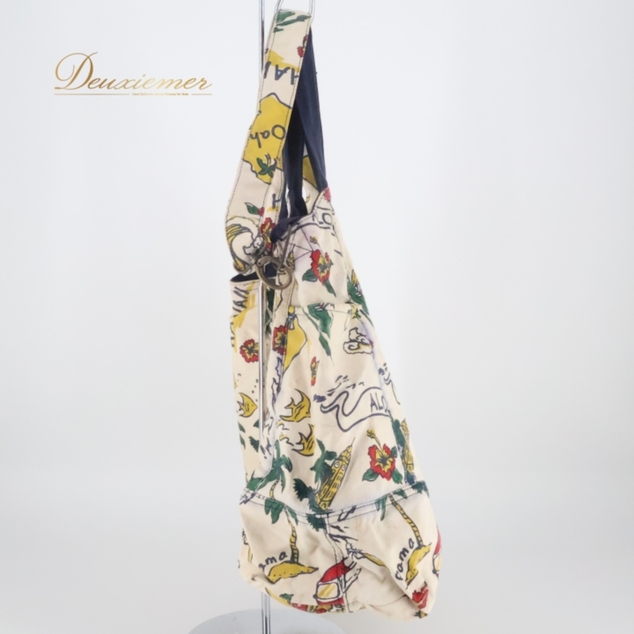 フラダンス 小物 バッグ トートバッグ カヒコ Kahiko ホワイト系 肩掛け カラフル 白 青 かわいい ハワイアン アロハ ハワイアンプリント フラ ダンス レッスン フラダンスバッグ トート ユニークデザイン ハワイ風 おしゃれ 旅行用カバン 軽量