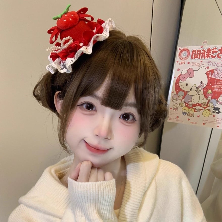 いちごのフリルミニハット|甘ロリ・ヘッドドレス・赤・パール付髪飾り