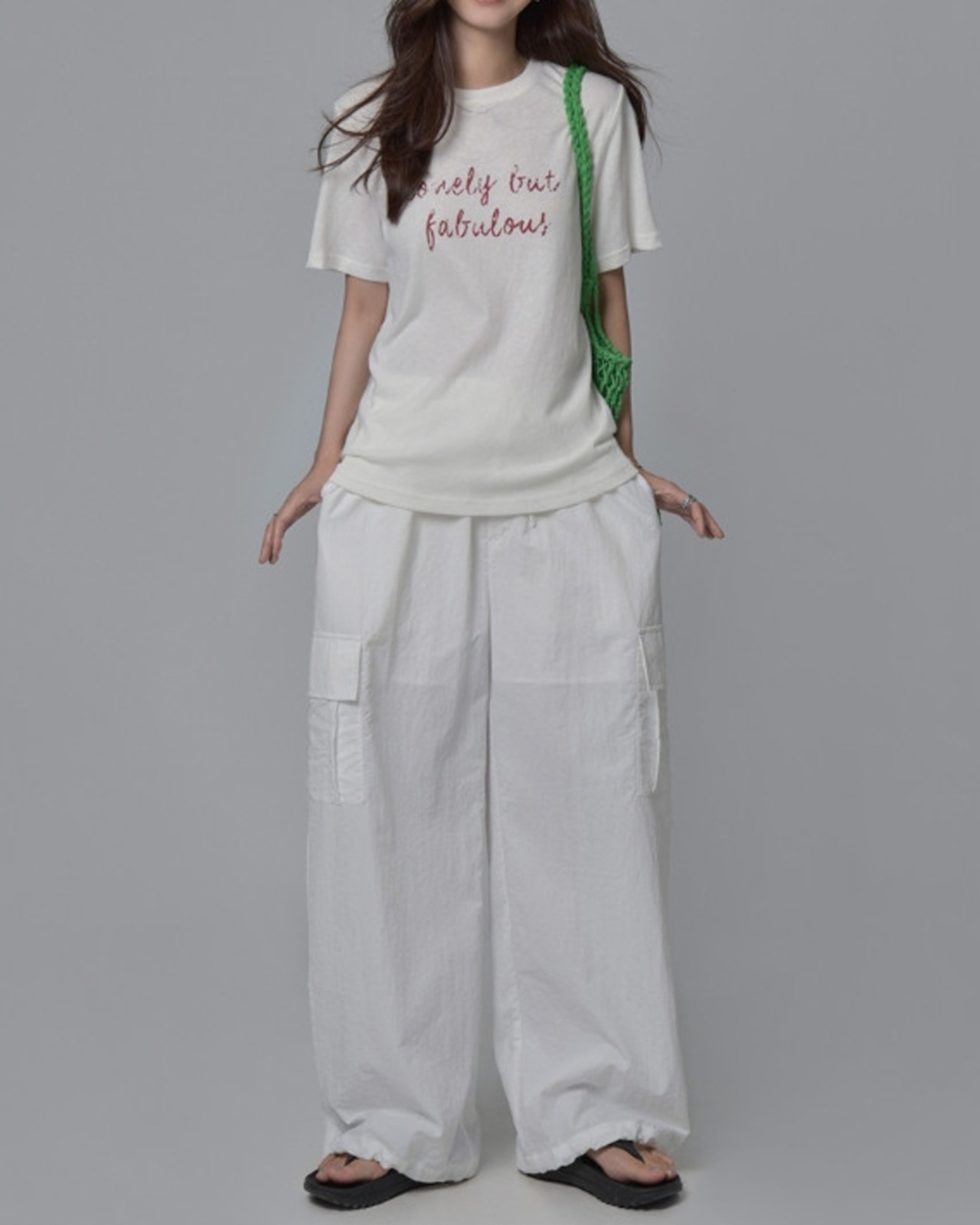 Multi pocket wide cargo pants L0123