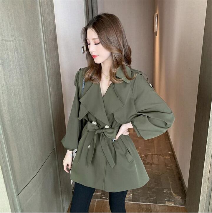 今季トレンド レースアップ スリムフィット ウインドブレーカー ルーズ 長袖 コート