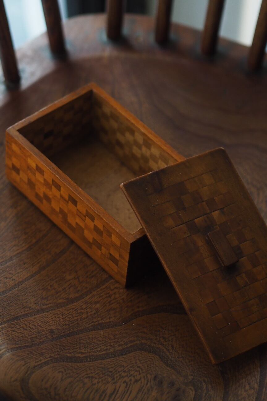 市松象嵌木箱-antique wood inlay box | アンティーク.ヴィンテージ