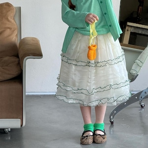 春高級感カラーブロックチュールスカート