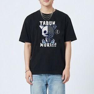【はんぶん!? BONESねこTシャツ】半分スケルトン猫デザイン｜おもしろ猫T ユニセックス