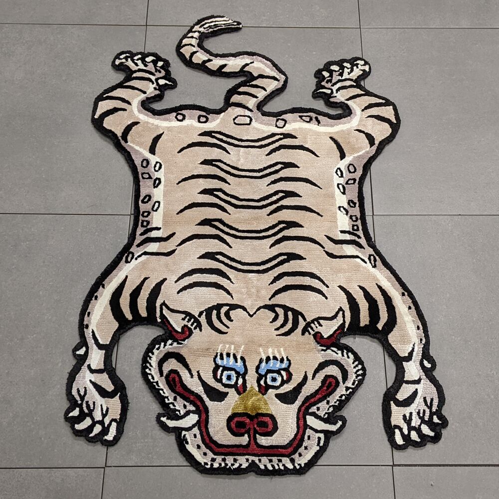 Tibetan Tiger Rug (Sサイズ シルク ナチュラルサンド 015) チベタン
