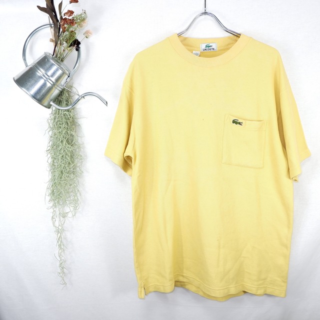 [L] LACOSTE Yellow Pocket T-Shirt | ラコステ 黄色 鹿の子 ポケットTシャツ