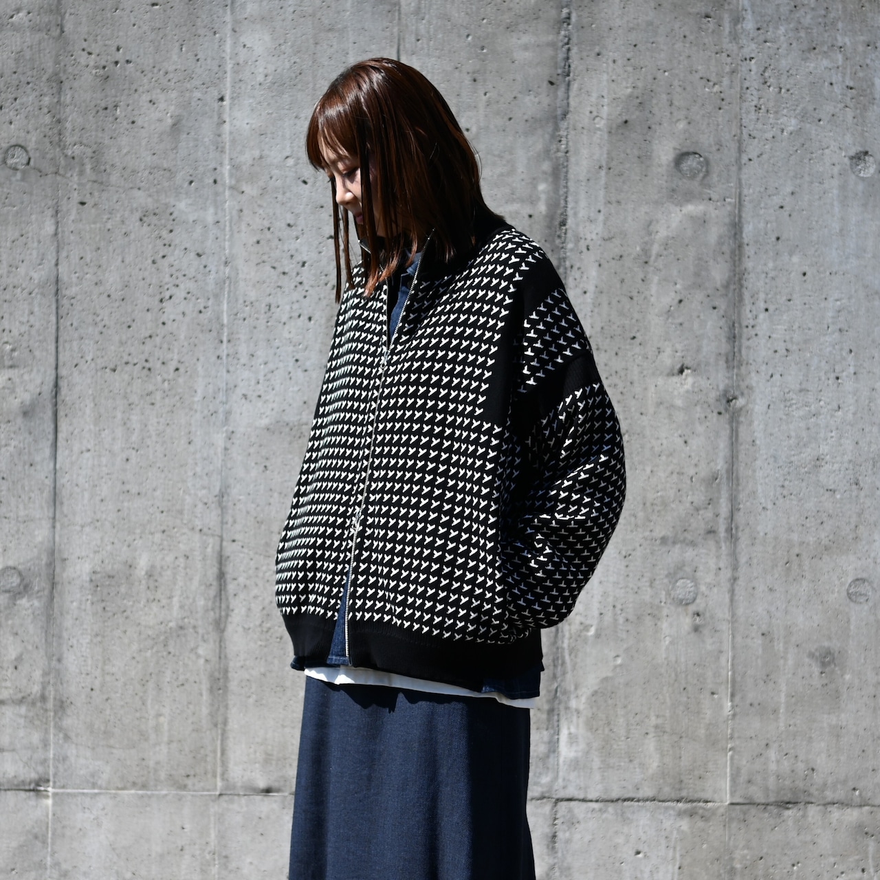 YASHIKI / GANKO別注 Shinsetsu Drivers Knit レディース着用コーディネート