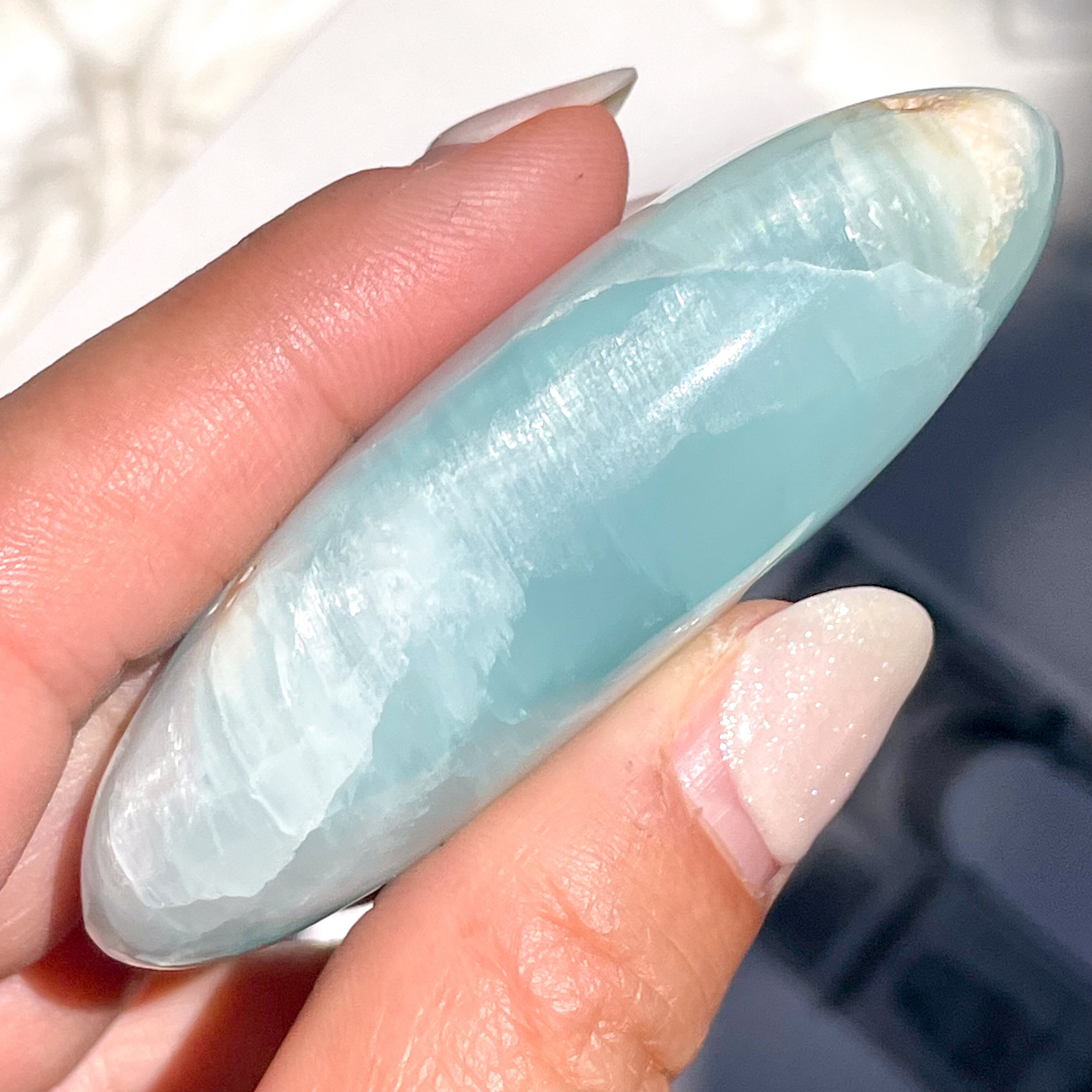 High Quality Caribbean Blue Calcite Palm ✧ カリビアンブルーカル