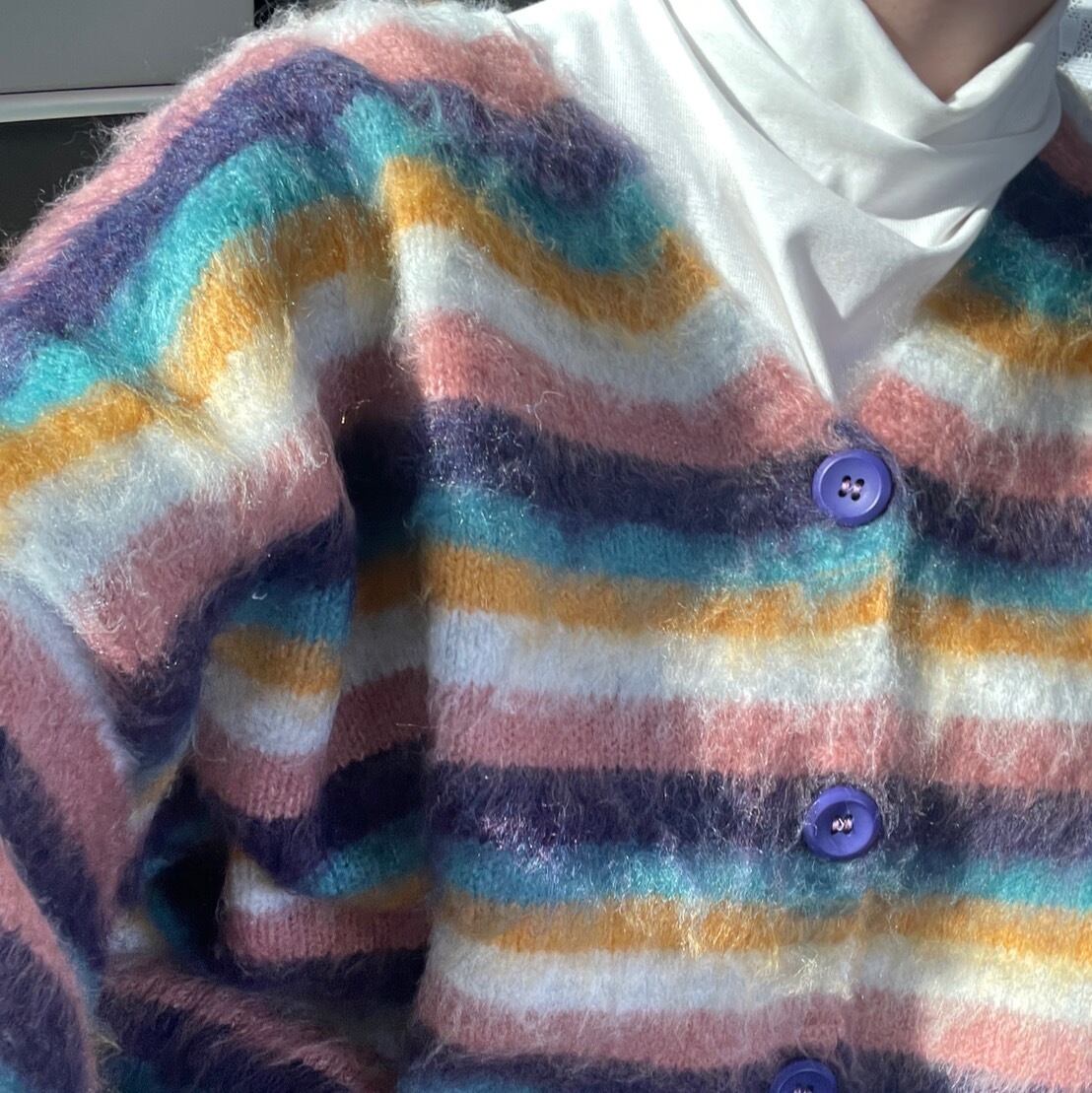 マルチカラーボーダーカーディガン_LN0617