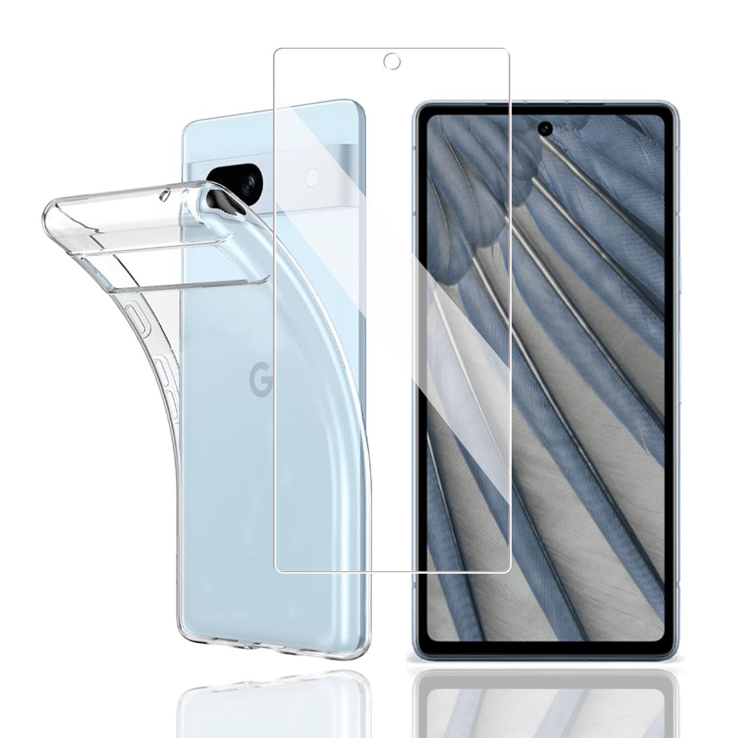 cxybgfv 置き換え可能です【1枚ガラスフィルム+シリコン ケース】Google Pixel 7a ガラスフィルム Pixel 7a 液晶保護フィルム 採用日本製素材旭硝子製 高透過率 薄型 硬度9H 飛散防止処理 Pixel 7a 用のケース クリア TPU 耐衝撃 落下防止 専用保護 シリコン ケース