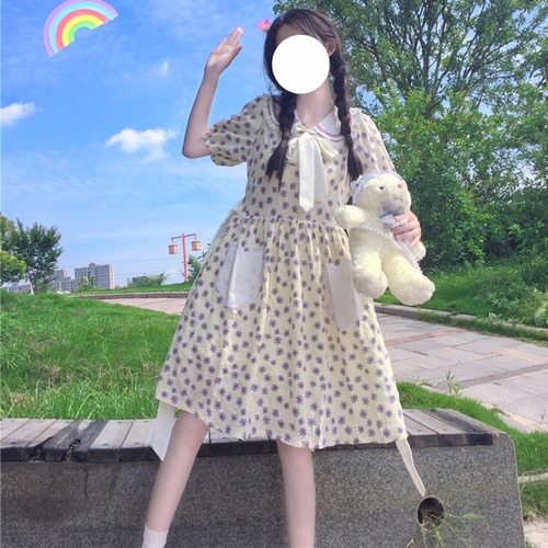 ✞ レースリボンネイビー半袖スリーブ花柄 ショート ハーフスリーブ 大人ガーリー スウィート キュート カジュアル ✞ゴスロリ SM ミリ 甘ロリ クラロリ 和ロリ エレガント 黒ロリ 姫ロリ 華ロリ BB-BB0434390