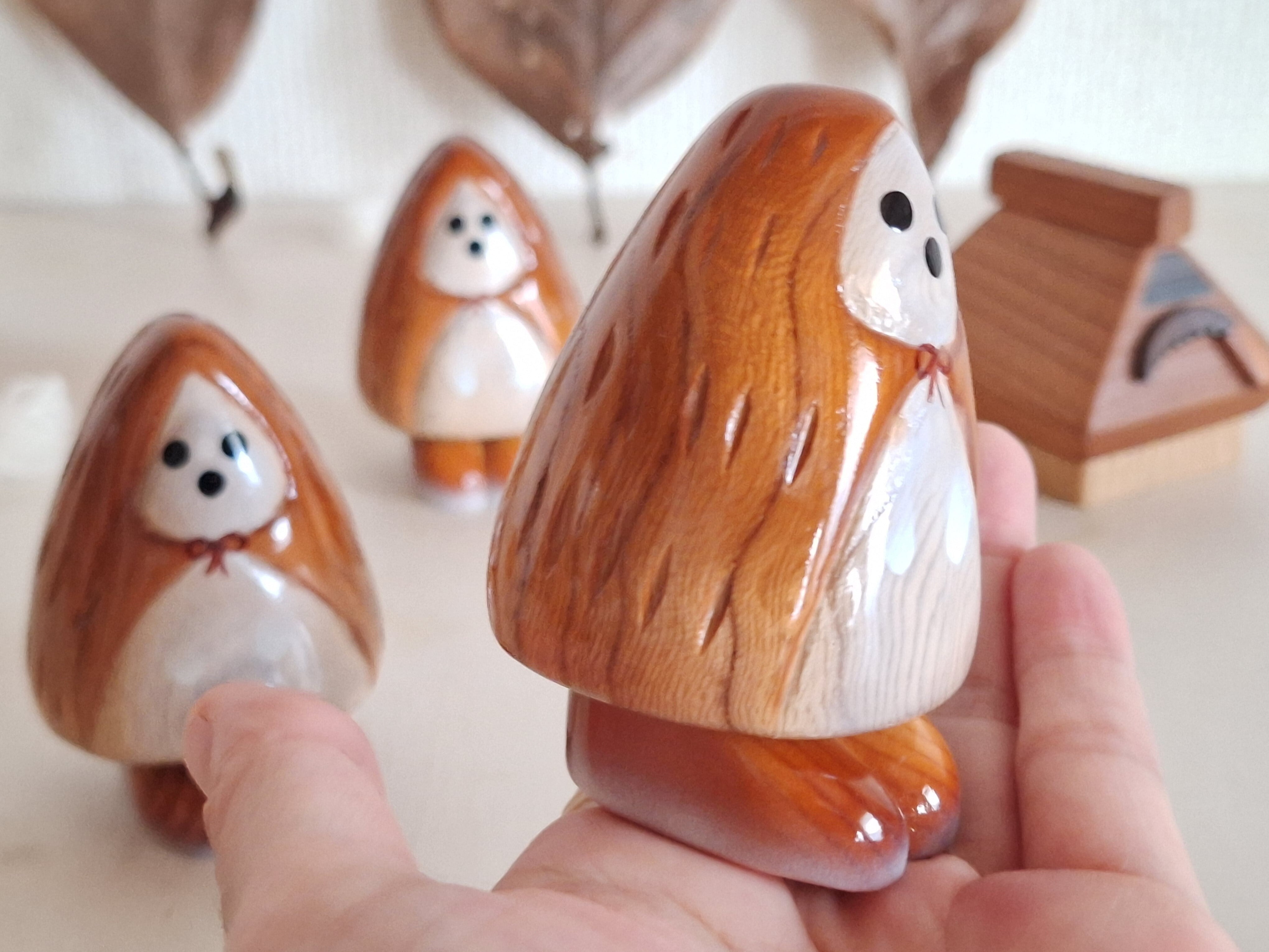 人形 陶器 作家 雪の子 置物 テラコッタ 銘 重 雪ん子 yukinko / yokai | 工房西岡 woodcraft animals