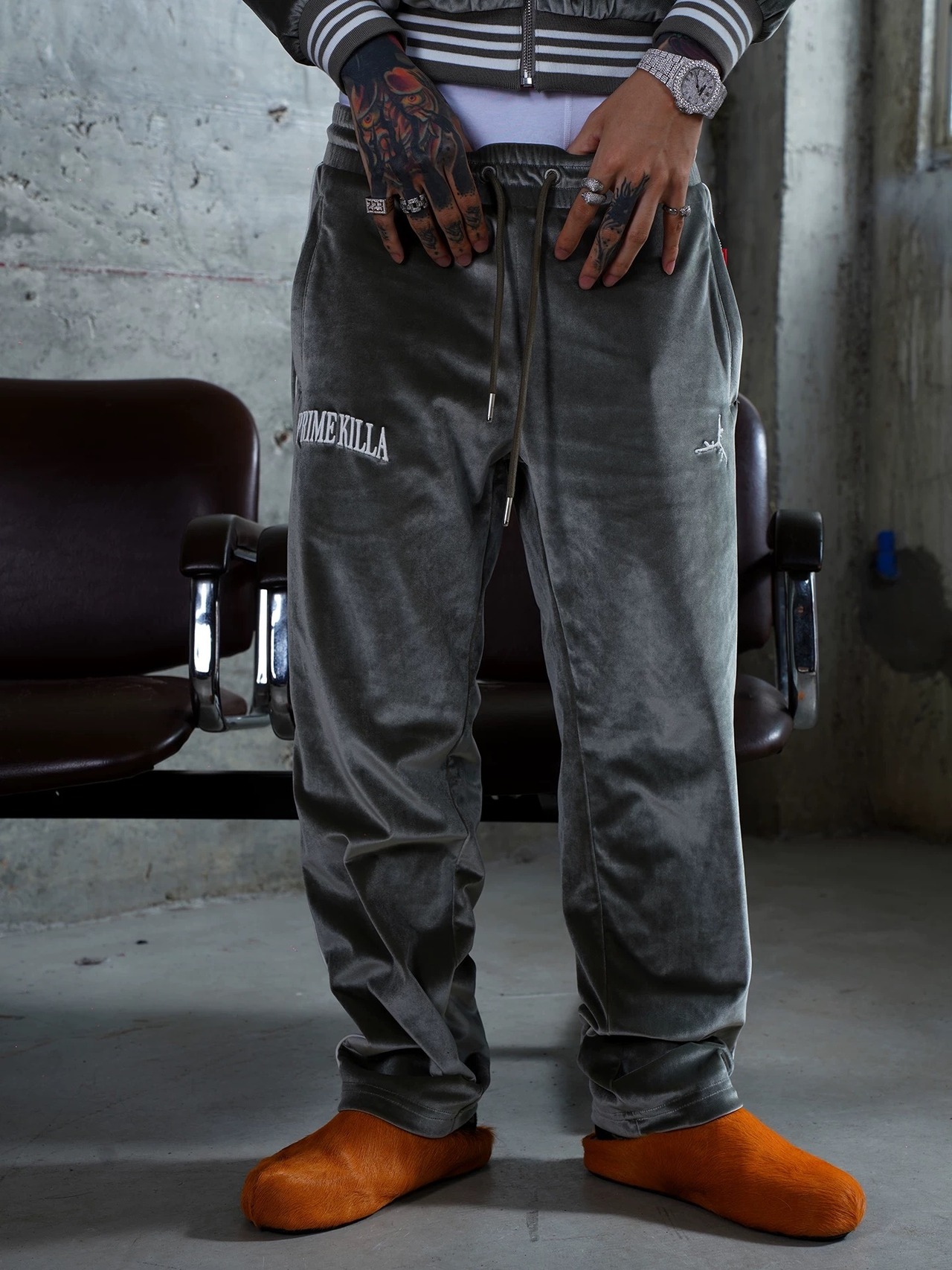 2COLOR/TGFCLUB back logo velor track pants setup対象 - 2
