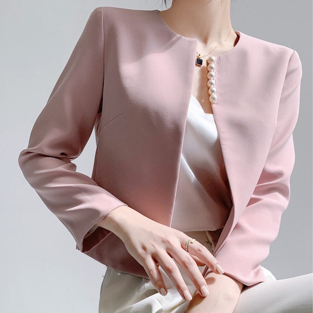 2col.ノーカラー　フロントパールジャケット　S0339