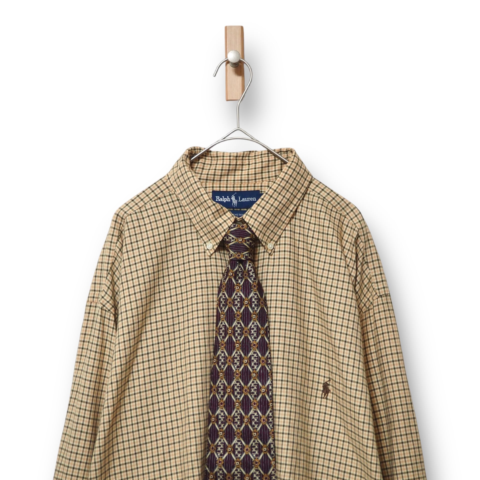 【RALPH LAUREN】長袖デザインシャツ+ネクタイ