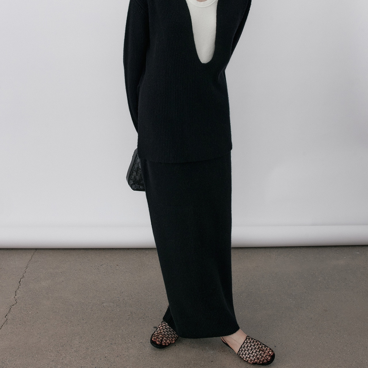 Rib Knit Long Skirt T3966