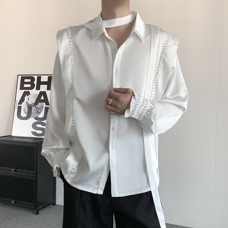 パール装飾ロングスリーブシャツ 1color MTO0383